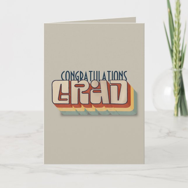 Carte grise moderne retro 3D typographique (Devant)