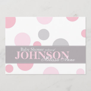 Carte grise rose d'invitation de baby shower de