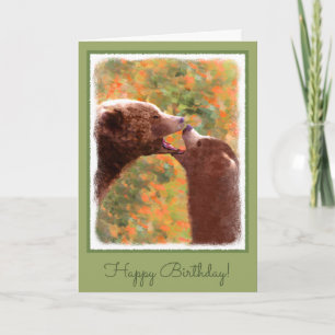 Carte Grizzly Bear Mom and Cub Painting - Wildlife Art