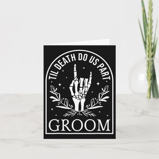 Carte Groom Bride squelette gothique Halloween Fiançaill (Devant)