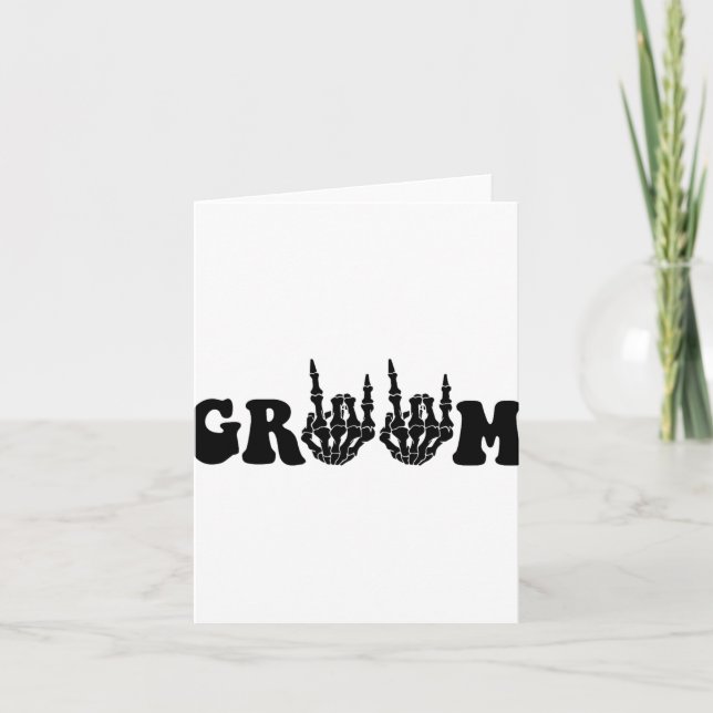 Carte Groom Bride squelette gothique Halloween Mariage B (Devant)