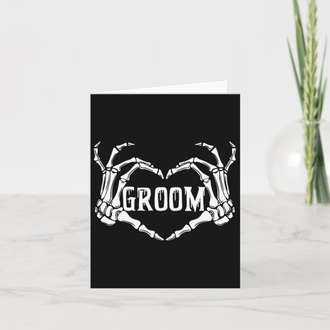 Carte Groom éffrayant Skeleton Mains Halloween Fiançaill (Devant)