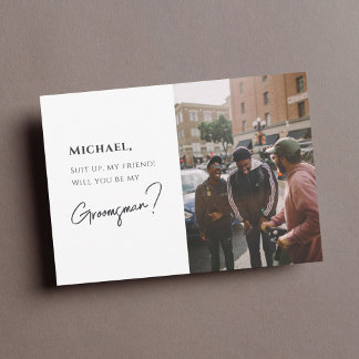 Carte Groomsman moderne avec photo