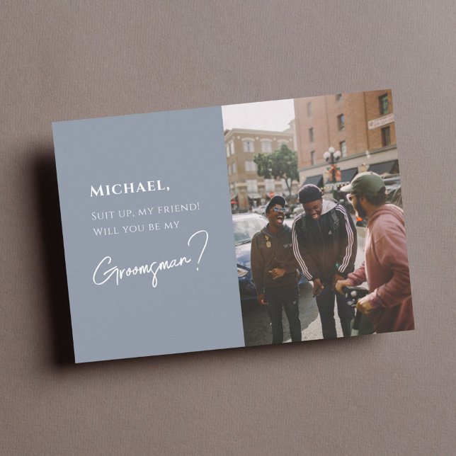 Carte Groomsman moderne avec photo (Créateur téléchargé)