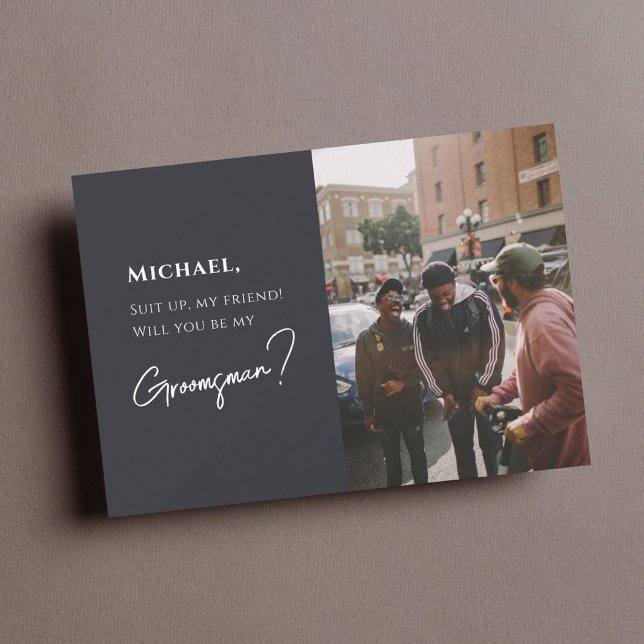 Carte Groomsman moderne avec photo (Créateur téléchargé)