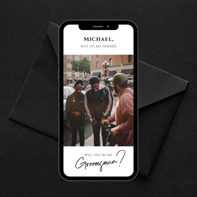 Carte Groomsman moderne avec photo (Créateur téléchargé)