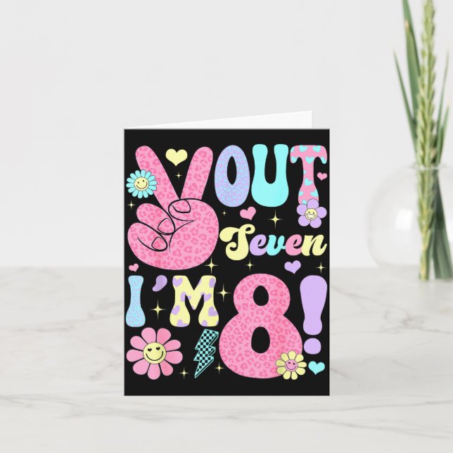 Carte Groovy Peace Out Sept Je Suis Âgé De 8 Ans 8ème An (Devant)