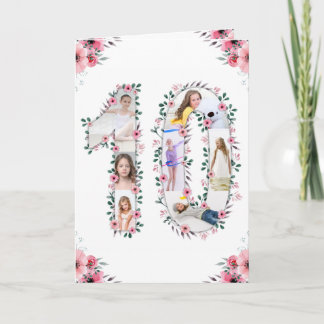 Carte Gros 10e anniversaire fille photo Collage Fleur ro