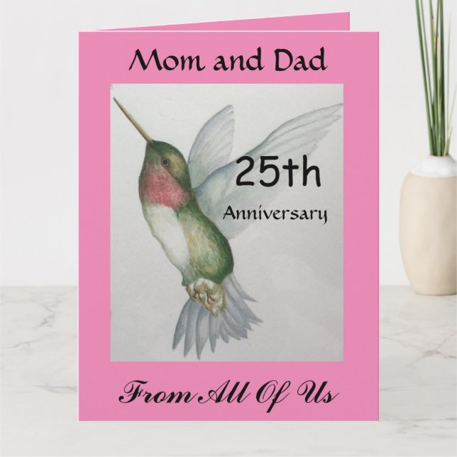 Carte GROS 25ème anniversaire Maman Papa de tous les col (Devant)