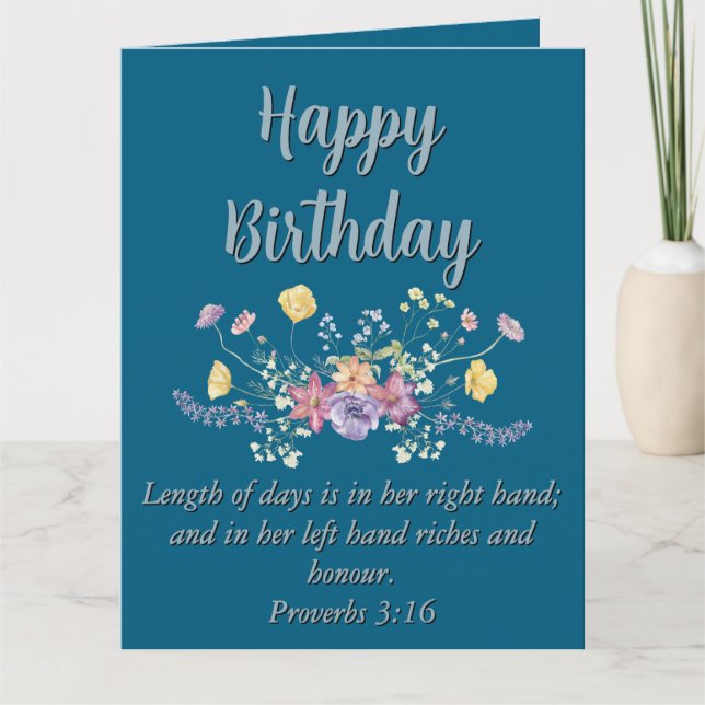 Carte Gros Anniversaire Maman Bleu Floral Texte (Devant)