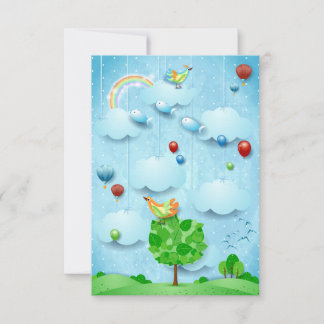 Carte Gros arbre et poissons volants