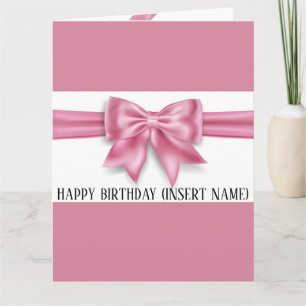 Carte Gros gros arc rose large bande fille d'anniversair