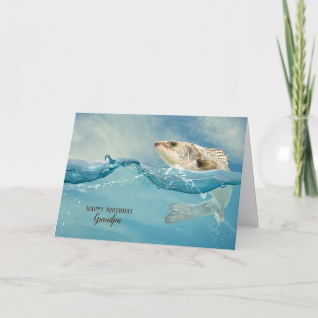 Carte gros poisson dans l'eau pour l'anniversaire de gra (Devant)