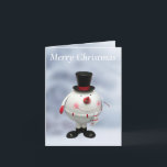 Carte Gros rond Funky Tin Snowman<br><div class="desc">Cette carte de Noël modifiable présente un drôle de bonhomme de neige en étain très rond,  avec chapeau,  foulard et carotte. Parfait pour l'équipe avec un sac cadeau assorti.</div>