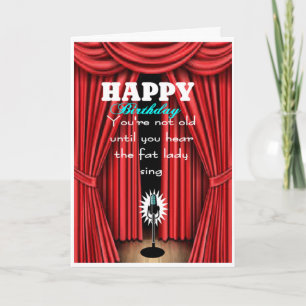 Carte grosse dame chante anniversaire