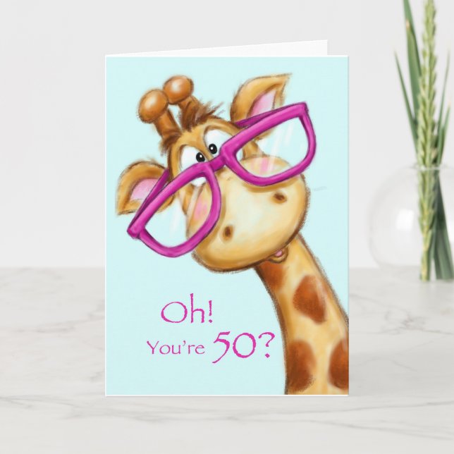Carte Grosse girafe avec lunettes, Joyeux anniversaire (Devant)