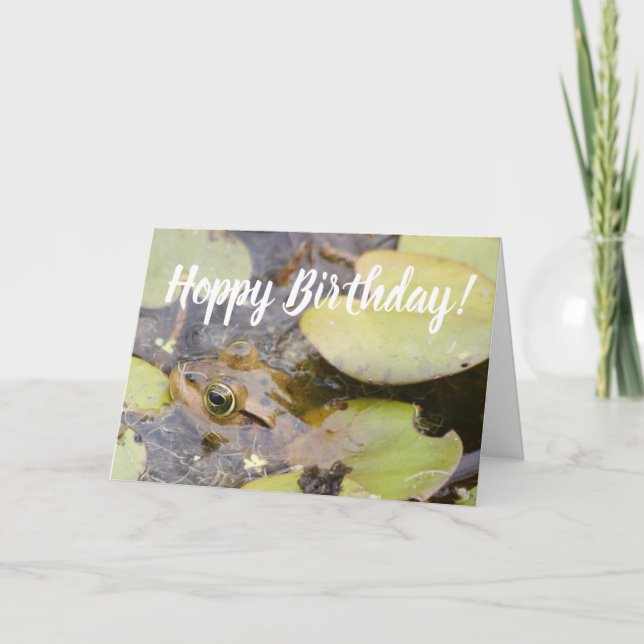 Carte Grosse grenouille funy, anniversaire de Hoppy (Devant)