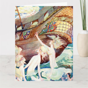 Carte Grosse Mermaitres d'anniversaire Soeurs et navire