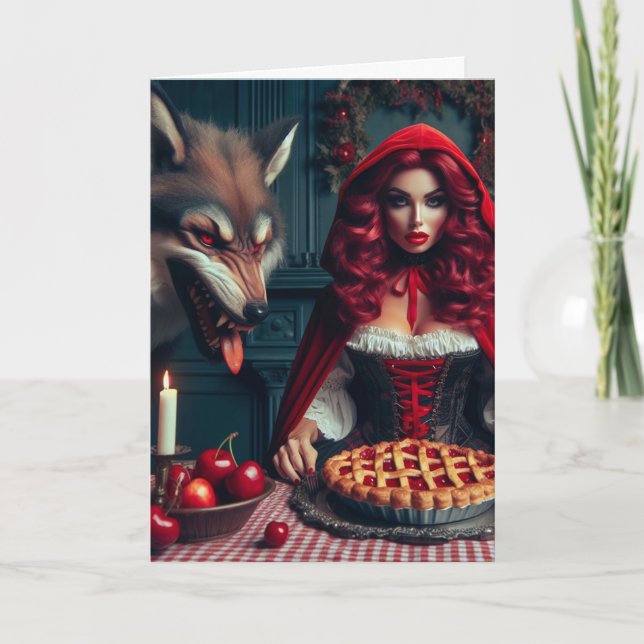 Carte Grosse Vers Le Petit Rouge Gros Mauvais Loup Anniv (Devant)