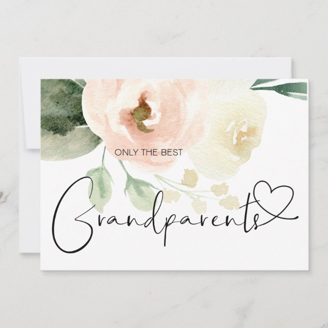 Carte Grossesse Révéler Grand-parents Nouveau bébé rose  (Devant)