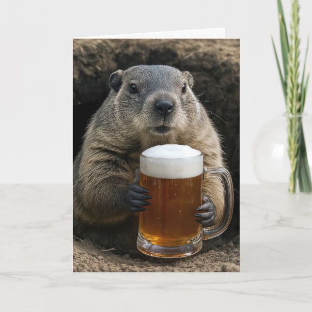 Carte Groundhog Birthday With Beer Mug (Devant)