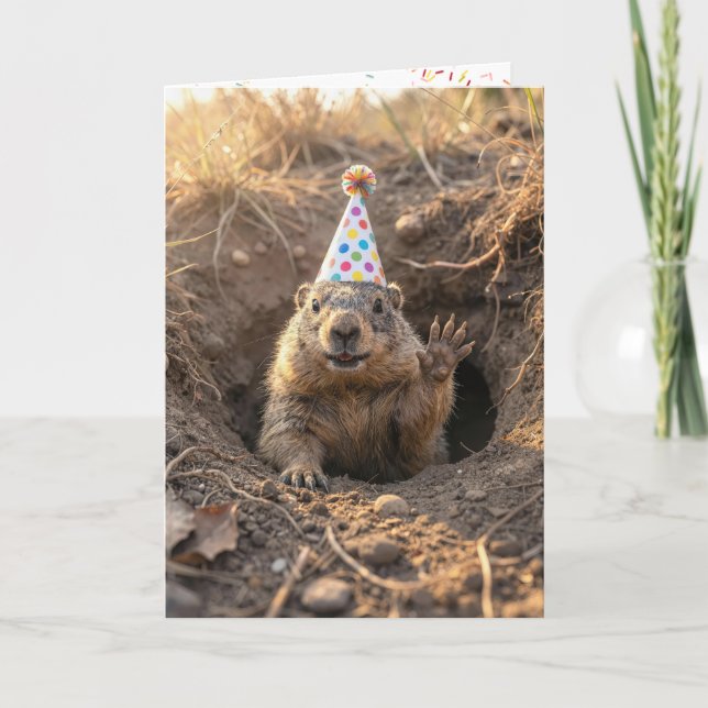 Carte Groundhog Birthday with Party Hat (Devant)