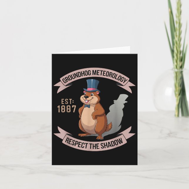 Carte Groundhog Funny Uni Adults Kids Black Short Sleeve (Devant)