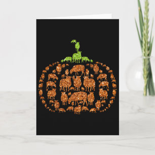Carte Group Sheeps Citrouille forme mûre Halloween Thank