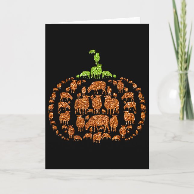 Carte Group Sheeps Citrouille forme mûre Halloween Thank (Devant)