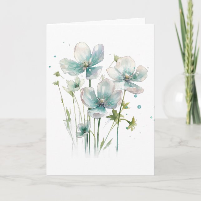 Carte Groupe de fleurs bleues BLANC (Devant)