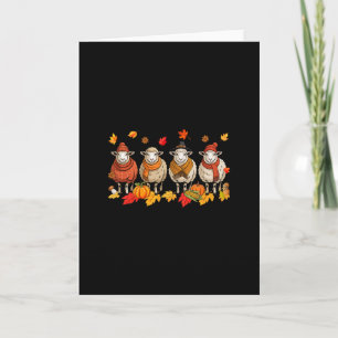 Carte Groupe de moutons Action de grâce Feuilles d'autom