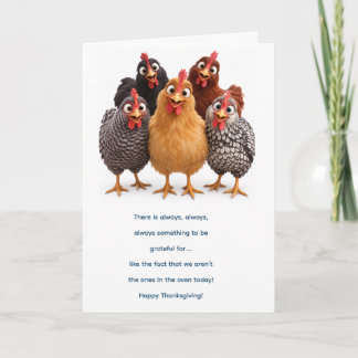 Carte Groupe de poulets drôles Joyeux Thanksgiving