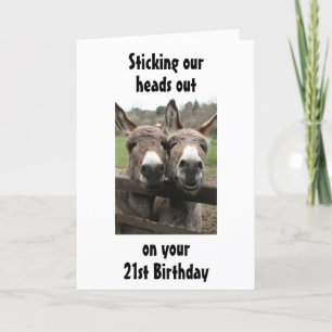 Carte GROUPE OU COUPLE DONKEY HEUREUX *21ème* Anniversai