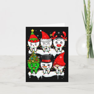 Carte Groupe Xmas Père Noël Reindeer Elf Dents Dentiste 