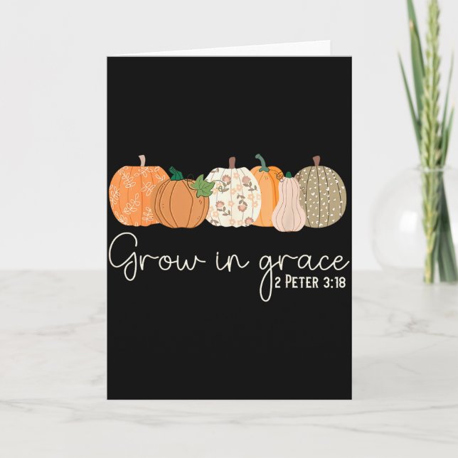 Carte Grow In Grace Pumpkins Fall Thanksgiving Christian (Devant)