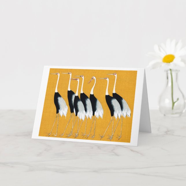 Carte Grue à couronne rouge japonaise - Ogata Korin - Vi (Petite plante)