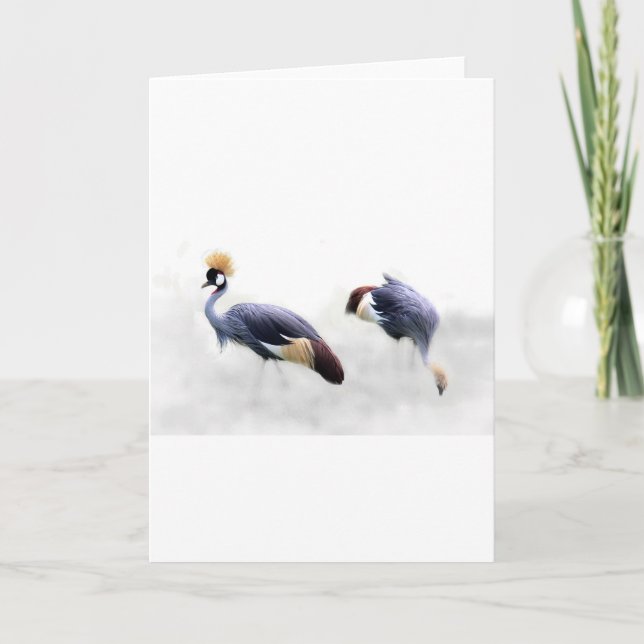 Carte grue couronnée grise ailes oiseau plumes (Devant)