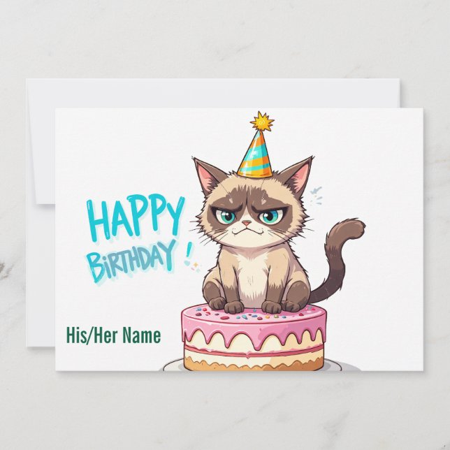 Carte Grumpy Cat on Cake (Devant)