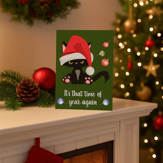 Carte Grumpy Chat noir drôle Noël (Créateur téléchargé)