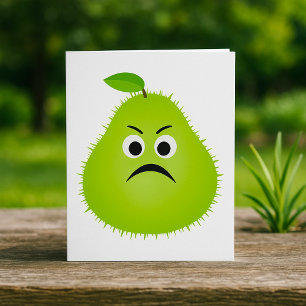 Carte Grumpy Fuzzy Pear Visage Fruit drôle Caractère