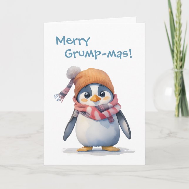 Carte Grumpy Penguin Grinch Humour de Noël (Devant)