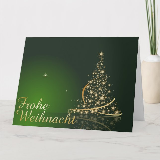 Carte Grünes Weihnachtsmotiv mit goldenem Weihnachtsbaum (Devant)