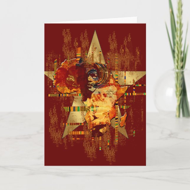 Carte Grunge Africa Star Visages of Africa Tribal Postca (Devant)