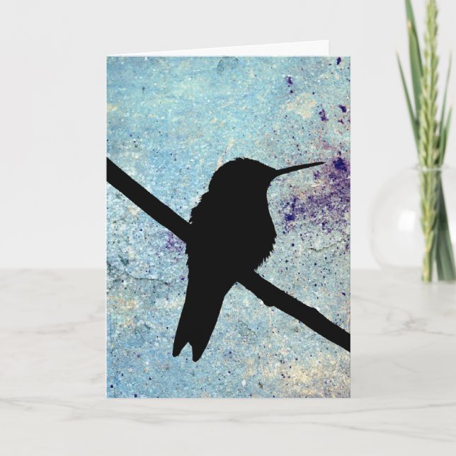 Carte Grunge Hummingbird, Anniversaire allemand (Devant)