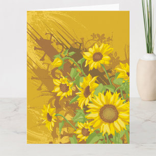 Carte Grunge Tournesol Art Bold Rustique Jaune Floral