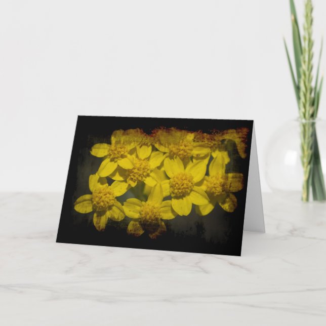 Carte Grungy Yellow Fleurs sauvages (Devant)