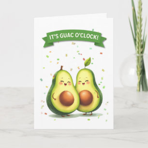 Carte Guacamole Day Cute Avocado Couple avec bannière