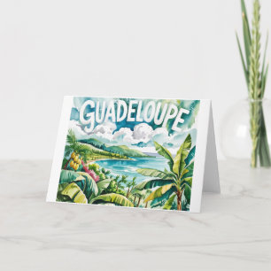 Carte Guadeloupe Tropicale Paysage Caraïbes Aquarelle