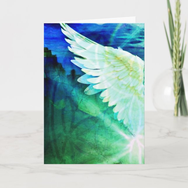 Carte Guardian Angel Blue Green Wing – Blank Greeting (Devant)