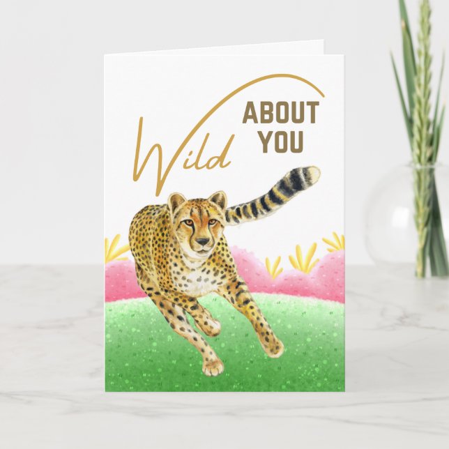 Carte Guépard de printemps prairie de la Saint-Valentin  (Devant)